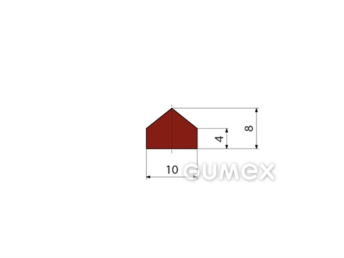 Silikonový profil tvar "D", 8x10/4mm, 60°ShA, -60°C/+180°C, červenohnědý